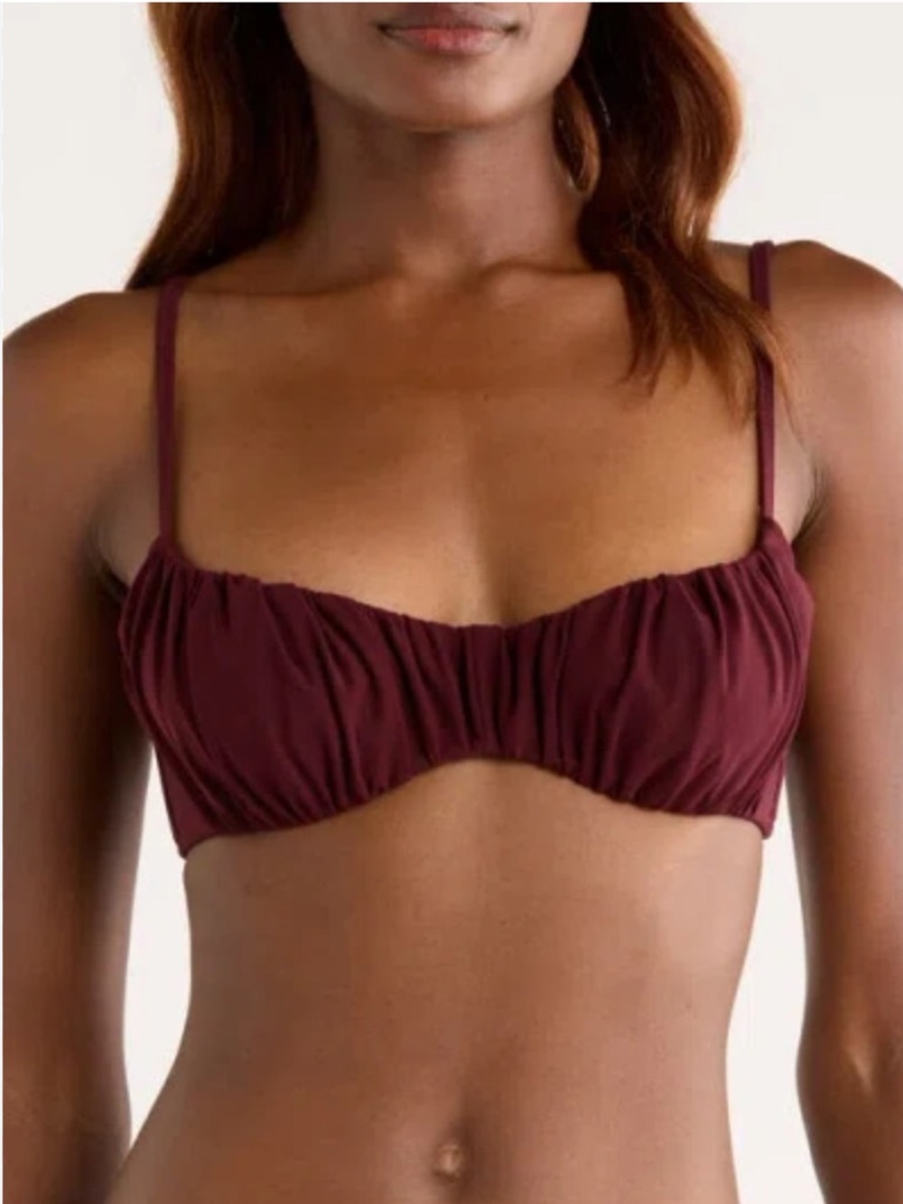 Ulla Johnson Ruched Bikini Top Burgundy MSRP $190 NWT Size S